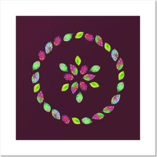 Neon leaf circle of life - color your life! Posters and Art